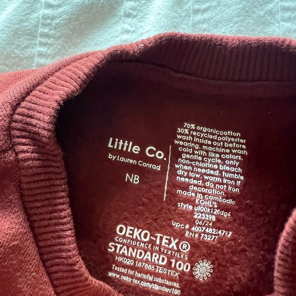 Little Co. Baby Merry Sweatshirt Burgundy Red - Picture 4 of 6
